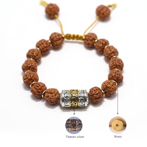 Handmade Adjustable Rudraksha Bracelet 5 Mukhi Rudraksha Mala bead（12mm）- Ideal for Meditation, Yoga, and Chanting | Perfect Gift Pack2