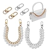 Contenu de l'Emballage : Vous obtiendrez 1 chaîne de sac à boucle en alliage de perles, 1 sac à main en chaîne d'aluminium perlé, et 4 boucles à crochet en alliage au total