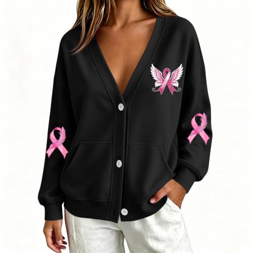 Breast Cancer Sweatshirt Cardigan for Women Oversized Fall Sweatshirt - image 3