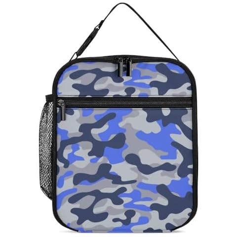GGEB Blue Camo Insulated Lunch Bags For Men Women Boys Girls,Cooler Tote Reusable Lunch Box For Work Office Travel,Easy-To-Clean Bento Box Bento Bag,Reusable Lunch Bags For School/Work/Picnic Cover