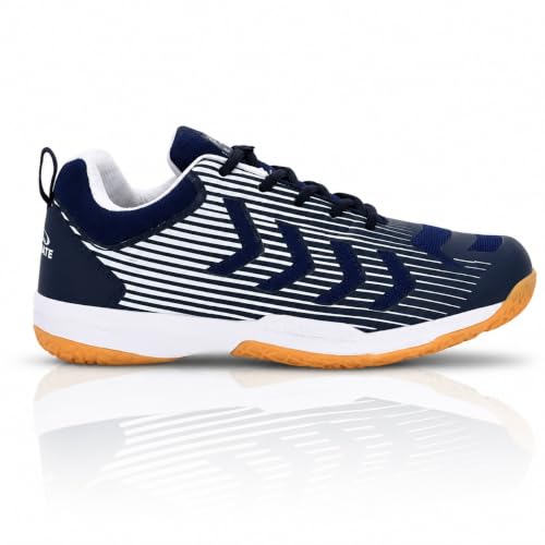 Image of Pro ASE Non-Marking Badminton Shoes - Lightweight & Durable, Perfect for Squash, Table Tennis, Pickleball & Indoor Sports | X-Cushion, Active Grip Sole, Toe Assist | Men, Women, Unisex | Blue,Black,Orange