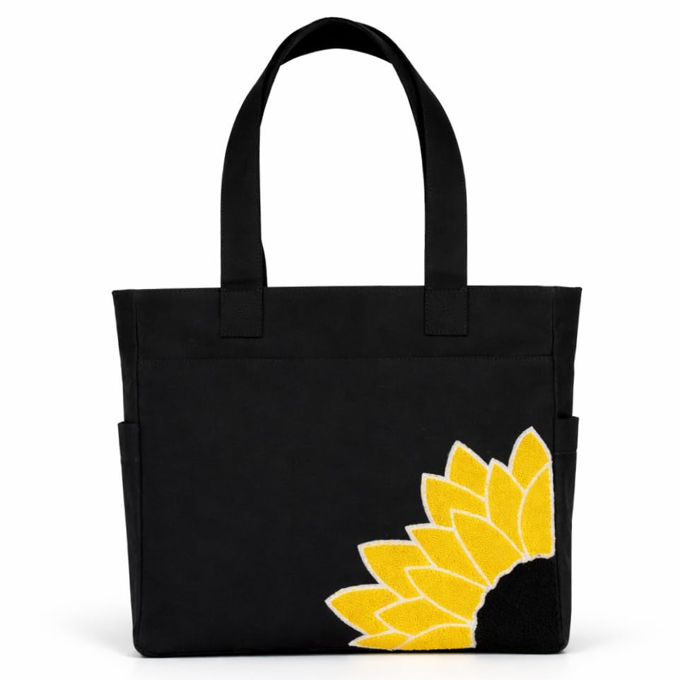 Image of TSANTA U Shaped Canvas Tote Bag, 35.56x33.02 cm with 10.8 cm Gusset, Cotton, Zipper Closure, Laptop Compartment