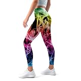 Artsadd Psychedelic High Waisted Workout Leggings for Women Colorful Leggings Compression Tummy Cont