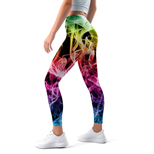 Artsadd Psychedelic High Waisted Workout Leggings For Women Colorful Leggings Compression Tummy Control Soft Yoga Pants, Xl #TOP11