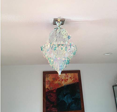 Image of Hanging Decorations Iridescent Chandelier Shaped Foil Ceiling Hanging Ornament for Bridal Shower Wedding Birthday Frozen Theme Party Fairy Princess Rainbow Show Decoration
