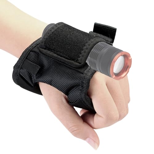 QWORK Diving Flashlight Glove Hands-Free Flashlight Holder – Universal Fit, Secure Fast Dry Canvas with Fastening Tape, Compatible with 0.94-1.10 Inch Diameter Flashlights Diving Torch