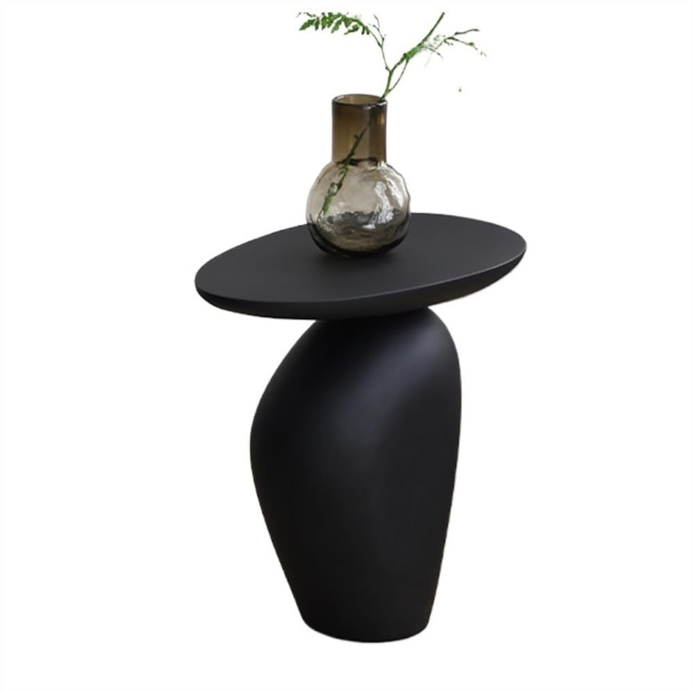 Table basse table d'appoint galet noir pour salon et chambre
