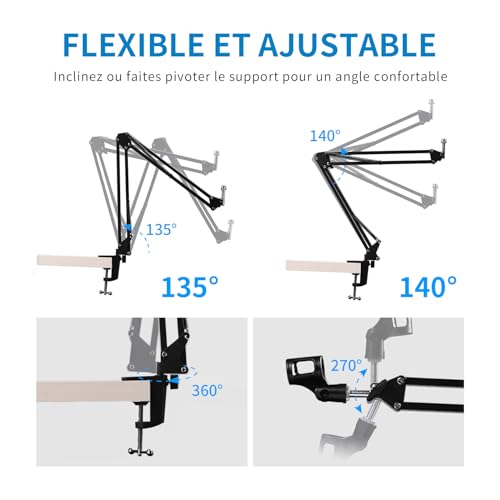 Bras de microphone adaptable compatible PM1 support bureau FEELWORLD AMS1 - 2