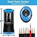 AFMAT Electric Long Point Pencil Sharpener, 2 Holes, Fast Sharpen & Auto Stop, 8-17mm Long Point, Rechargeable Artist Pencil Sharpener for 6-9.6mm Large Pencils, Charcoal/Drawing/Colored Pencils PS09