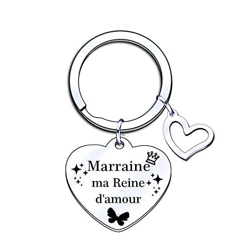 ZYMGUO Marraine Porte-clés Cadeau-Marraine ma reine d'amour-,pour Marraine Porte-clés,Cadeau Noël/Cadeau d'anniversaire/,Cadeau fete des meres Cover
