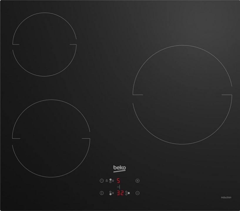 Table de cuisson à induction 60cm 3 foyers 5900w noir - hii63400mt - beko