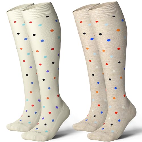Image of LEVSOX Cotton Compression Socks for Women&Men 20-30mmHg Knee High Cute Support Sock for Nurses Pregnancy Travel