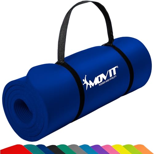 MOVIT Gymnastikmatte, hautfreundlich und phthalatfrei, in 3 Größen und 12 Farben - Auswahl: 190cm x 100cm x 1,5cm in royal-blau