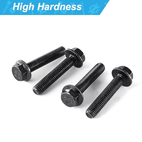 Joamang M8 x 30mm 15Pcs Flanged Hex Head Bolts, M8 x 1.25 Bolts, Flange Hexagon Head Screws, 10.9 Grade Alloy Steel, Black Oxide Finish, Metric Fully Thread by Joamang - Image 6