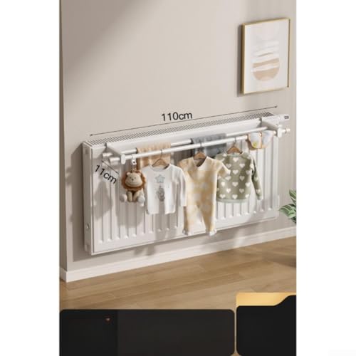 Besshepplo 2-in-1 Radiator Drying Rack and Towel Warmer 50 cm No-Drill Hanger for All Radiators 0.3 m to 2 m Space Saving Laundry Holder ABS and Steel White(Double pol) - Image 8