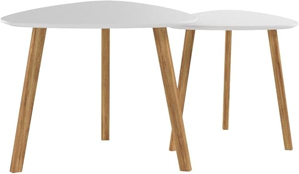 BAMEOS Bamboo Nesting Triangle End Table,Set of 2 Side Table Modern Minimalist Coffee Table for Living Room, Balcony in White by BAMEOS - Image 6