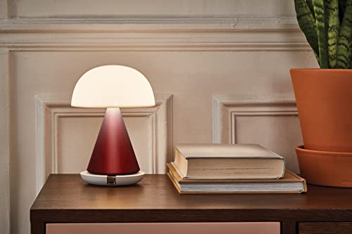 Image of Lexon Mina - Portable LED lamp, 24 Hours of Battery Life, 9 Ambient Colors with Pressure Dimmer Switch Light, IPX4 Water Resistance, QI Charging or USB-C (Dark Red)
