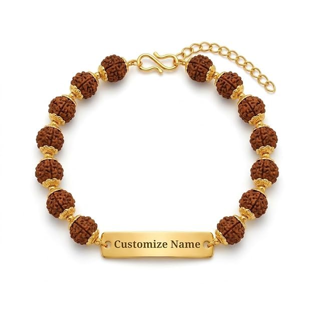 Customized Name rakhi for Brother| Rakshabandhan Metal Name Rudraksha Bracelet | Metal Personalized Stylish Rakhi-image-15