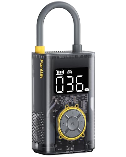 Fanttik X9 Pro Tragbare Elektronische Luftpumpe, 1 Min Schnelles aufblasen Elektrische Kompressor, 10,3 BAR/150 PSI Luftkompressor mit LED-Licht für Fahrrad, Auto, Motorrad und Ball- Mechanisches Grau