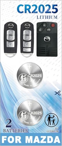 ZIWLU Key Fob Battery Replacement for Mazda (2009-2020) 3 6 CX-3 CX-5 CX-9 MX-5 Miata Remote Fob Battery CR2025