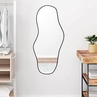 Homvdxl Unregelmäßiger Wandspiegel, asymmetrischer Spiegel, 100 x 45 cm, dekorativer moderner Spiegel für Badezimmer, Schlafzimmer, Wohnzimmer, Eingangsbereich, Schwarz – Ansicht 1