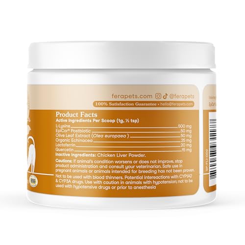 image for Fera Pets Lysine Powder for Cats - Immune Support Supplement with Quer