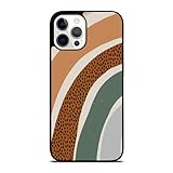 Boho Burnt Orange Half Rainbow with Dotted Pattern Arches Case - Compatible with iPhone 13 - Durable Non-Slip TPU Rubber Shockproof Slim Case