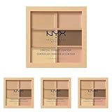 NYX Professional Makeup Conceal, Correct, Contour Palette, Six Shades, Cream Texture, Undertones, Shade: Light (Pack of 4)