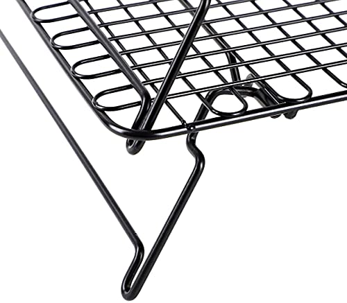 Miu Stackable Cooling Racks For Cooking And Baking With Folding Legs, Multi Tier, Set Of 2, Black, Wire Grid Stainless Steel, Kitchen Counter And Oven Safe #TOP2