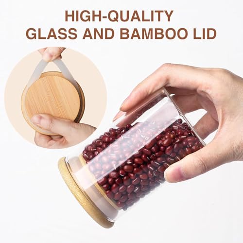 Image of MARTVIA Glass Food Storage Jars with Bamboo Lids 350ml Set of 2, Wide Mouth Lid Jar for Home Kitchen,Flour, Sugar, Coffee, Pasta, Oats, Grains, Cookies, Snacks (Round 350 ML Jar, SET OF 2)