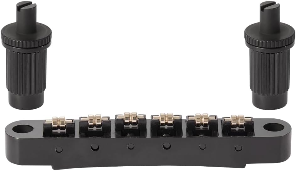 KAISH LP Guitar Roller Saddle Bridge Tune-O-Matic Bridge with Clip-Lock For Les Paul,SG,ES,Dot,Bigsby Black