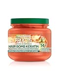 Garnier Fructis, Maschera Rimpolpante, Per Tutti i Capelli Danneggiati, Riparazione Profonda, Per Capelli Più Forti, Con Olio di Marula e Cheratina, Hair Bomb Keratin, Ripara&Rinforza, 320 ml