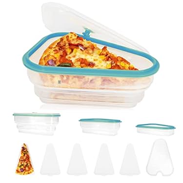 AMAZON - Pizza Storage Container – Expandable Pizza container with 6 Trays, Pizza Slice Storage Container Reusable, Made of All-silicone Material, BPA Free, Microwave, & Dishwasher Safe Blue