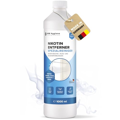 Nikotinentferner & Kunststoffreiniger 1000ml Hochkonzentrat | Fensterrahmen Reiniger für Weiße PVC Fenster Wände Heizkörper | Kunststoff Auffrischer Extra Stark gegen Vergilbung Ruß & Nikotin