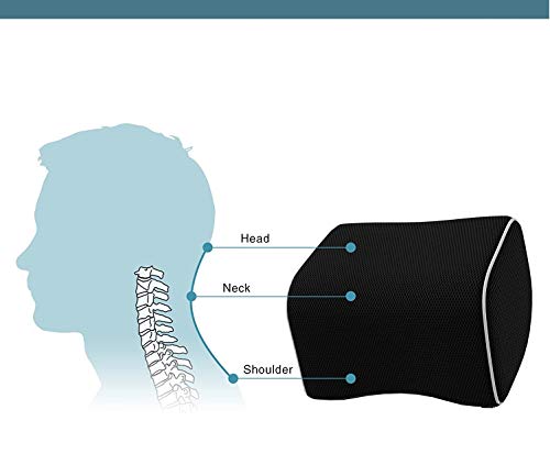 Image of obliq Memory Foam Car Headrest Cushion, Neck Rest Seat Pillow for Pain Relief, Ergonomic Cervical Support for All Cars (Black)