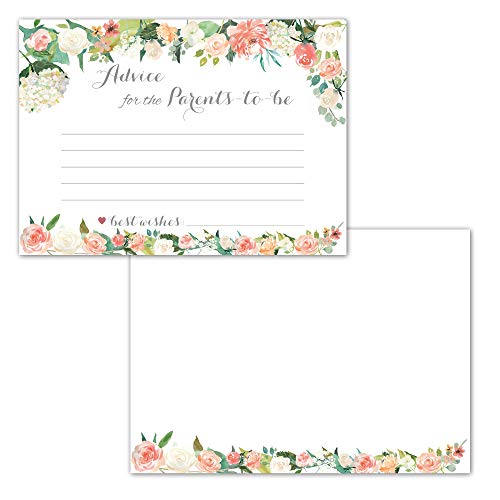 40 Pack Floral Baby Shower Advice Cards for Parents to Be, Gender Neutral Keepsake Or Guest Book Alternative for Your Baby Registry Gift Idea, Perfect to Fill-in Good Wishes and Ideas for New Moms
