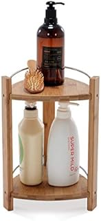 GOBAM Bamboo Shower Caddy, Small - 2 Tier Bathroom Storage Organiser for Shampoo, Conditioner, Lotion, Soap - Easy to Assemble - Caddy Organiser for Bathroom, Bedroom or Office - 23.0 x 21.5 x 32.5 CM