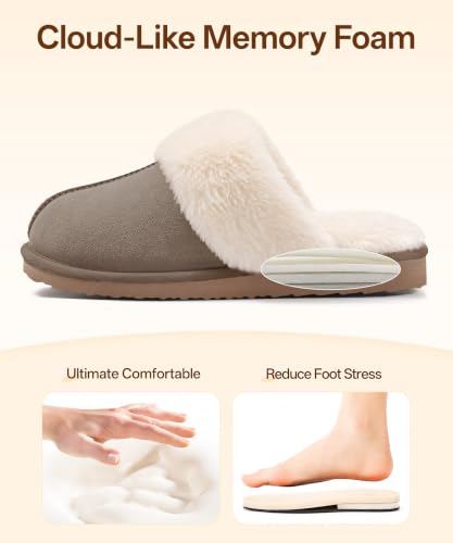 Image of Litfun Fuzzy Memory Foam Slippers for Women Indoor Outdoor House Shoes
