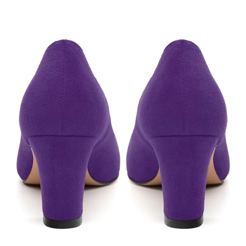 Women's Pumps, Pointed Closed Toe Fashion Chunky Heels, Slip On Mid Heel Shoes for Women4