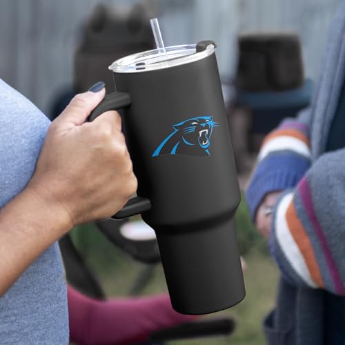 FANMATS NFL Carolina Panthers Stainless Steel 40 oz Handle Tumbler — 40 Fluid Ounces | Team Color | Straw & Lid Included by FANMATS - Used condition - Image 2