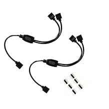 2PCS Black 4 Pins LED Splitter Cable LED Strip Connector 2 Way Splitter Y Splitter for One to Two RGB 5050 3528 Light Strips with 6X Male 4 Pin Plugs -29.5cm/11.6inch Long