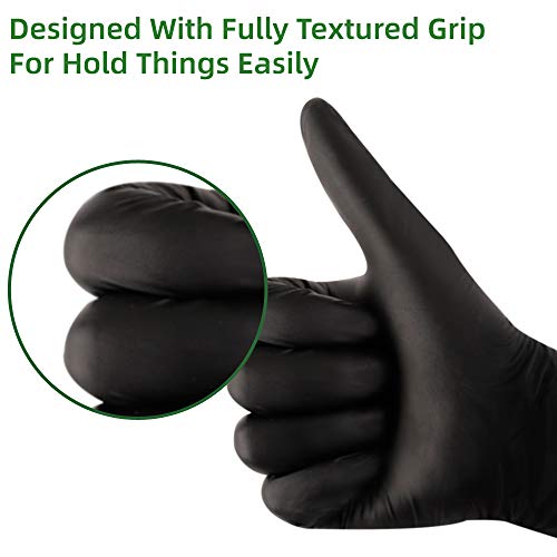 Kexle Nitrile Disposable Gloves Pack Of 100, Latex Free Safety Working Gloves For Food Handle Or Industrial Use (Medium, Black) (2D-Ij9V-27Ih) #TOP3