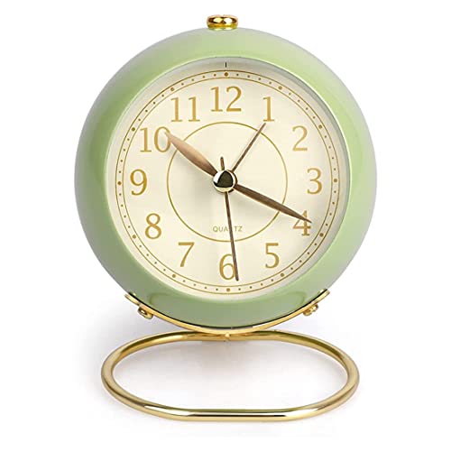 BLASHRD Reloj Despertador Silencioso para Mesita de Noche Reloj de Mesa PequeñO Reloj Despertador Retro AnalóGico Sin Tictac con BotóN de Luz para Mesa de Escritorio