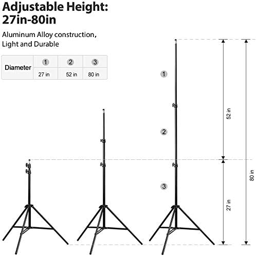 CRAPHY Professional Photo Studio Soft Box Lights Continuous Lighting Kit 3x135W 5000K Bulbs + 20"x25" Softbox + 80" Light Stand + Carrying Bag