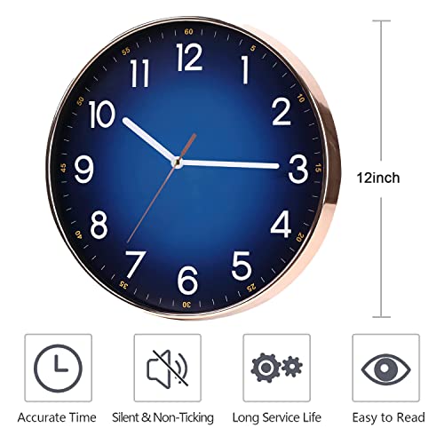 Generic Z-106 Navy Blue Wall Clock, 12 Inch Modern Round Wall Clocks, Quality Quartz Silent Non-Ticking Wall Clock, Decor Wall Clocks For Living Room Bedroom Kitchenhome thumb #3