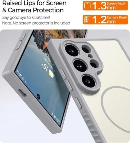 Image of VONZEE Matte Magnetic Case Compatible for Samsung Galaxy S26 Ultra Wireless Charging Shockproof Anti-Scratch TPU PC Slim Fit Full Protection Phone Cover for Samsung Galaxy S26 Ultra-Grey