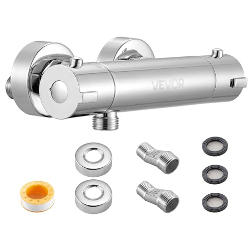 VEVOR Thermostatic Shower Faucet Valve, 100℉ Secure Lock Thermostatic Shower Valve Trim Mixer, Hot...