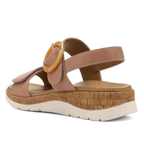 Image of UBFEN Womens Low Wedge Walking Sandals with Arch Support | Open Toe Sandals Adjustable Instep and Ankle Straps for Summer Everyday Outfits, Travel,Vacation