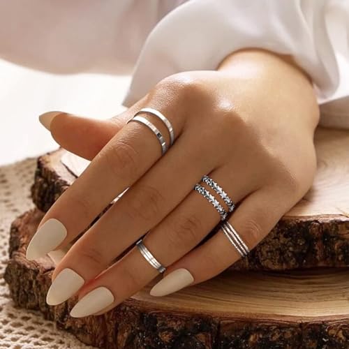 ChicSilver 925 Sterling Silver Ring 2mm Retro Evil Eye/Vine Stacking Rings Eternity Wedding Band for Women Size 5-12(with Gift Box)3