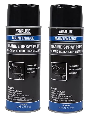 YAMAHA Original OEM Yamalube ACC-MRNPA-IT-4D Marine Spray Paint Yamalube OEM Dark Bluish Grey Metallic (2) 12 oz Spray Cans